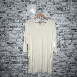 EUC Chico's Travelers Long Rib Tunic Top Cream With Tags Size 3 Plus